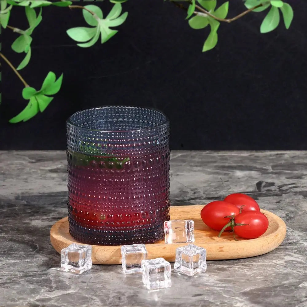 Hobnail Drinking Glasses Set Embossed Tumblers For Bar And Kitchen