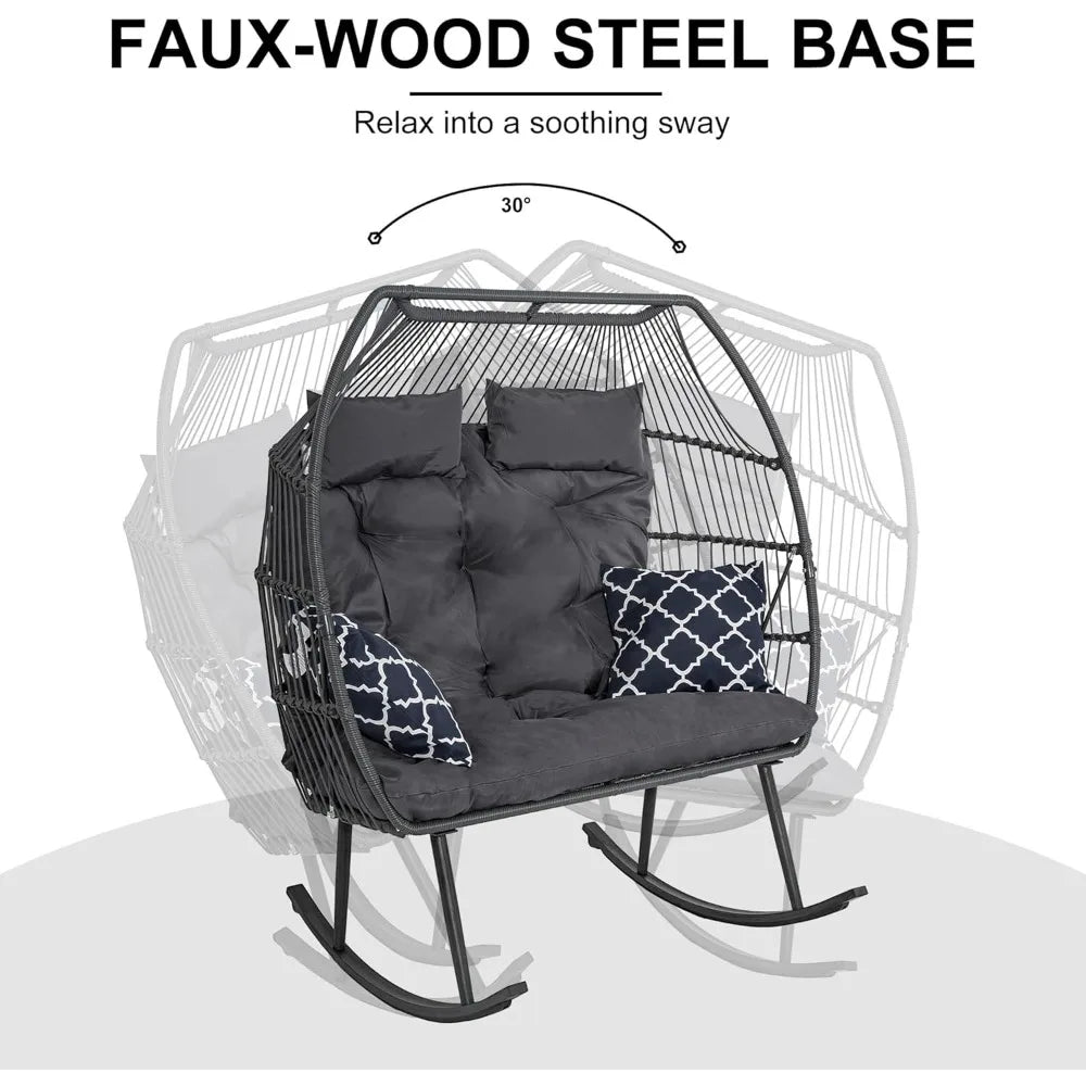 DAFIFY Outdoor Egg Chair Rocking Double Loveseat for Patio