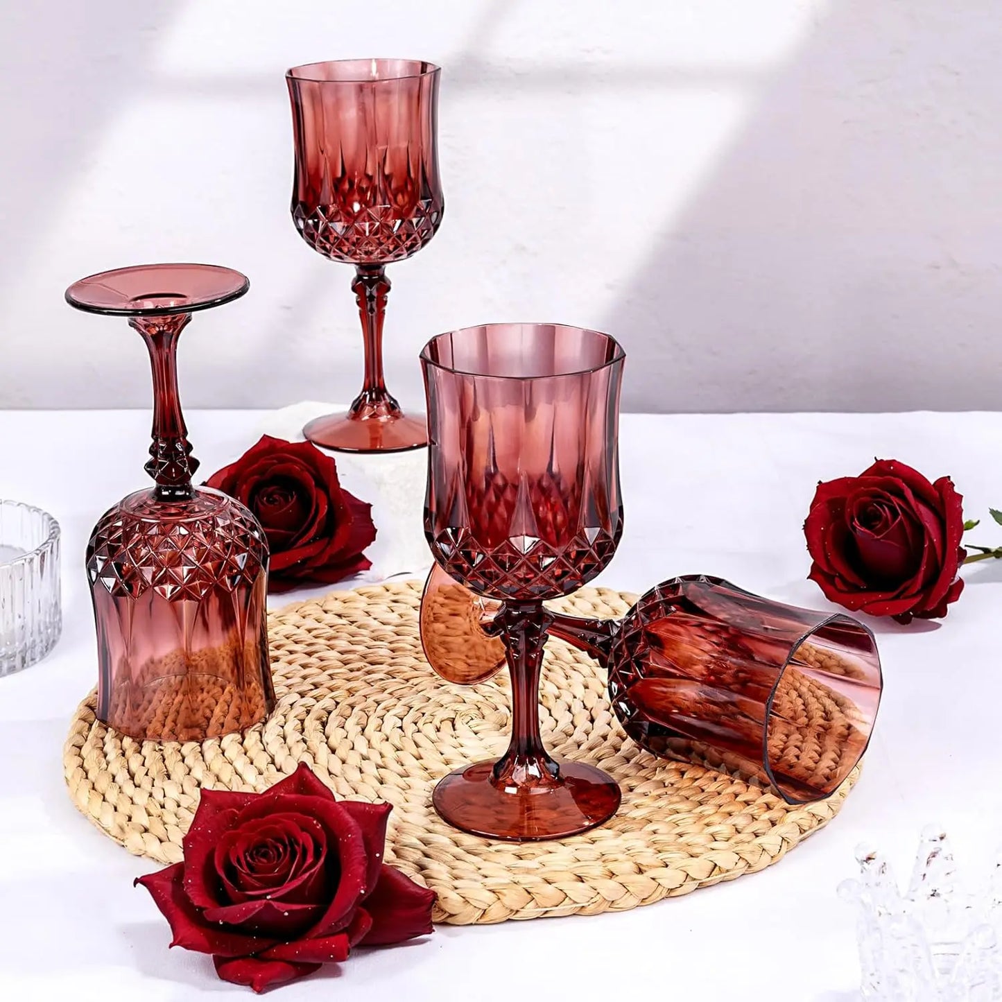 Plastic Wine Glasses 24 Piece Disposable Goblets for Parties