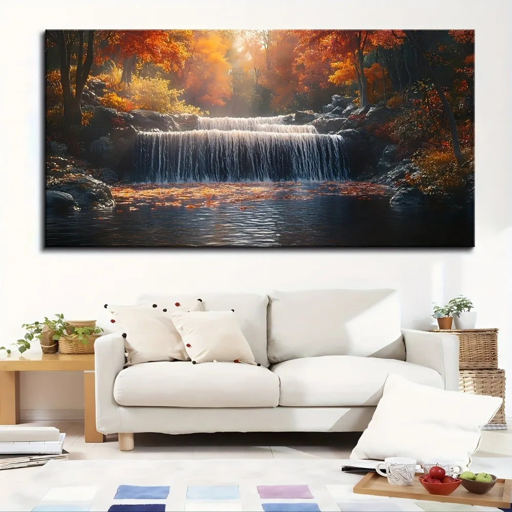 wood frame modern landscape tree painting poster