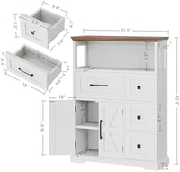 Farmhouse Bathroom Storage Cabinet With Four Drawers And Shelves