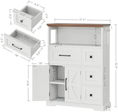 Farmhouse Bathroom Storage Cabinet With Four Drawers And Shelves