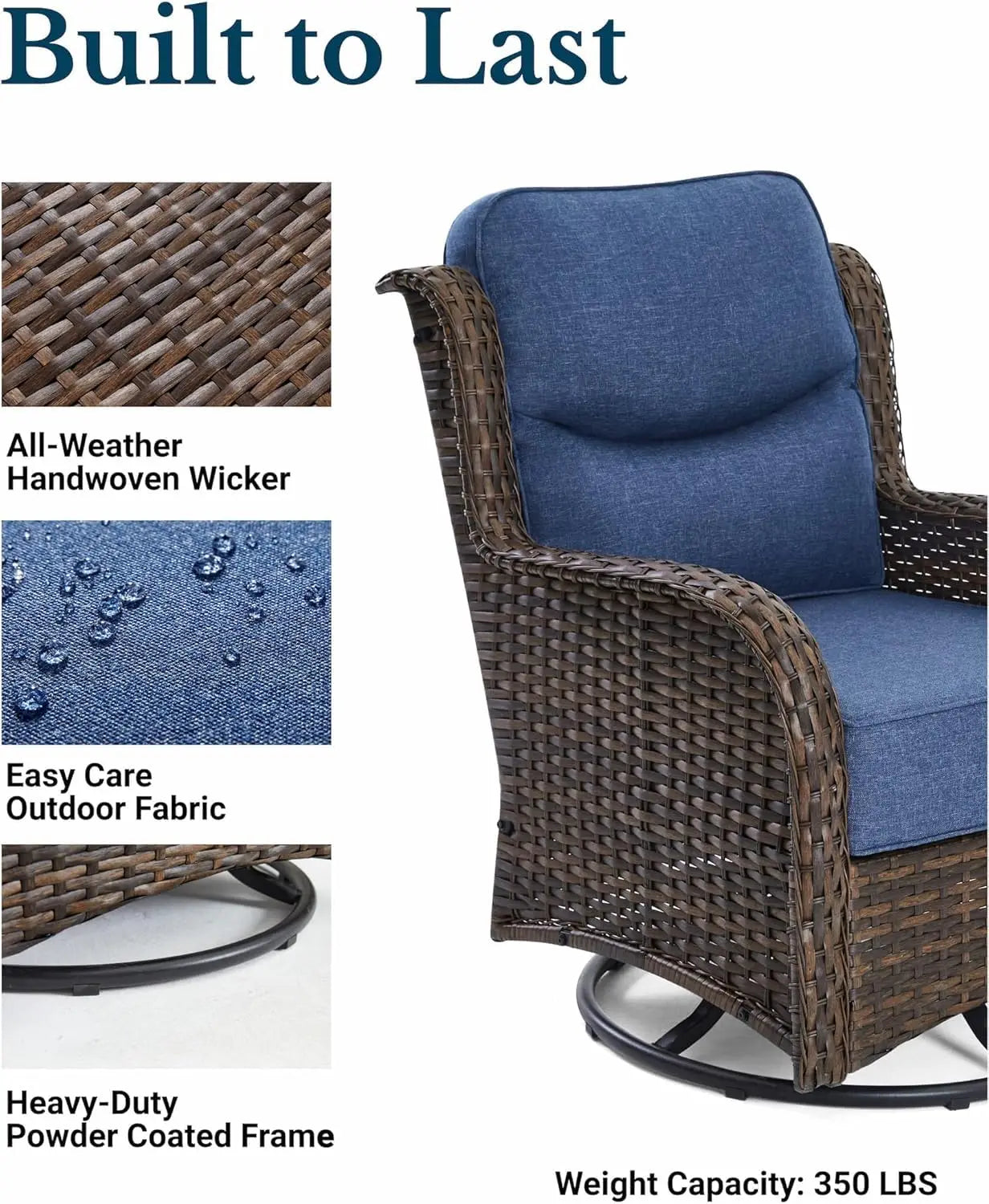 Luxury 3Piece Outdoor Wicker Patio Set with High Back Chairs