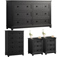 Bedroom Dresser and Nightstand Sets 4 Piece,18" Nightstands Set of 2, 54" Wide Furniture Dressers for Bedroom,Living Room, Black