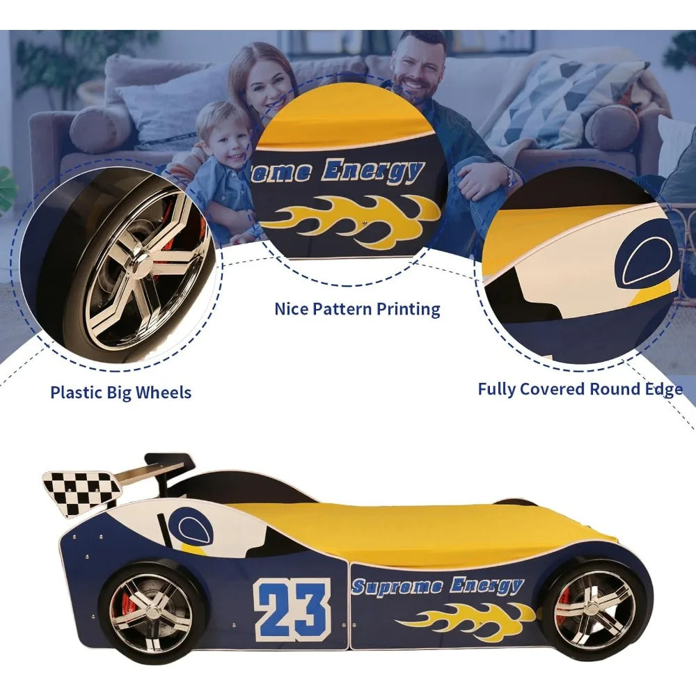 Dafify Hmfule Twin Race Car Bed Frame With LED Lights