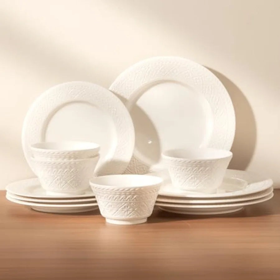 Dinnerware sets plates and bowls sets modern platesCeramic Dinnerware Sets 12 Pieces Porcelain Lightweight Plates Scratch Resis