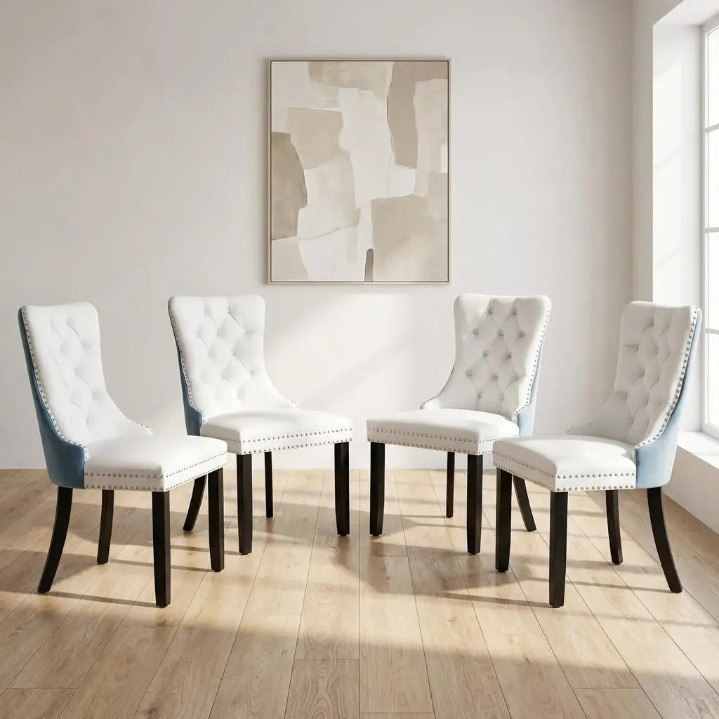 Modern Tufted Upholstered Dining Chairs Set of 4, Olive Green Velvet Dining Room Chair with Metal Legs, Sillas de, Customized
