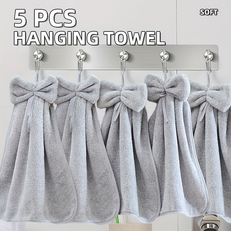 Fleece Bow Hand Towels Modern Kitchen Bathroom Set