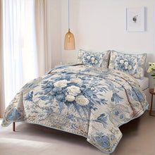 Flower Design Quilt Set Hypoallergenic Breathable All Seasons Lightweight Bedding