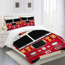 Fire Truck Bedding Duvet Set With Zipper Closure 3 Piece