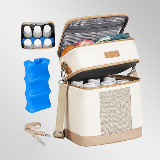 Insulated Breastmilk Cooler Bag For Six Bottles And Snacks