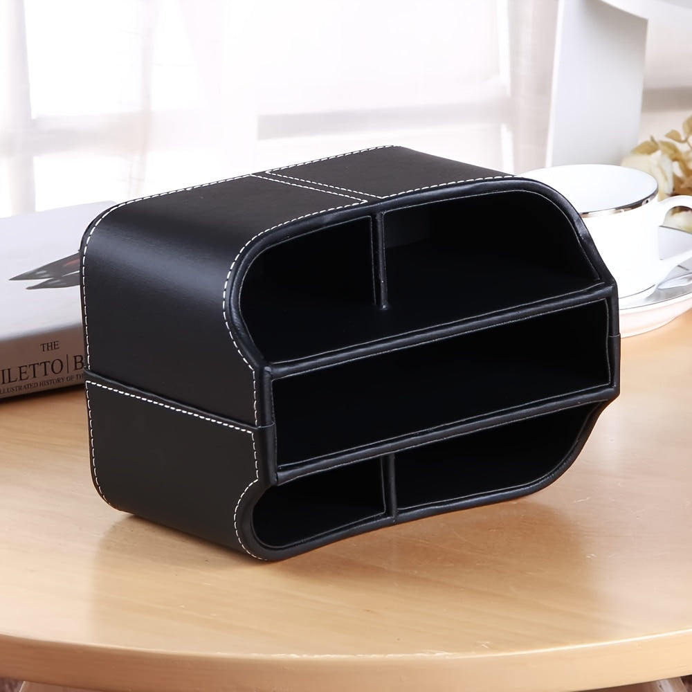 MILITWO 360 Degree Swivel Remote Holder Compartments PU Leather Organizer