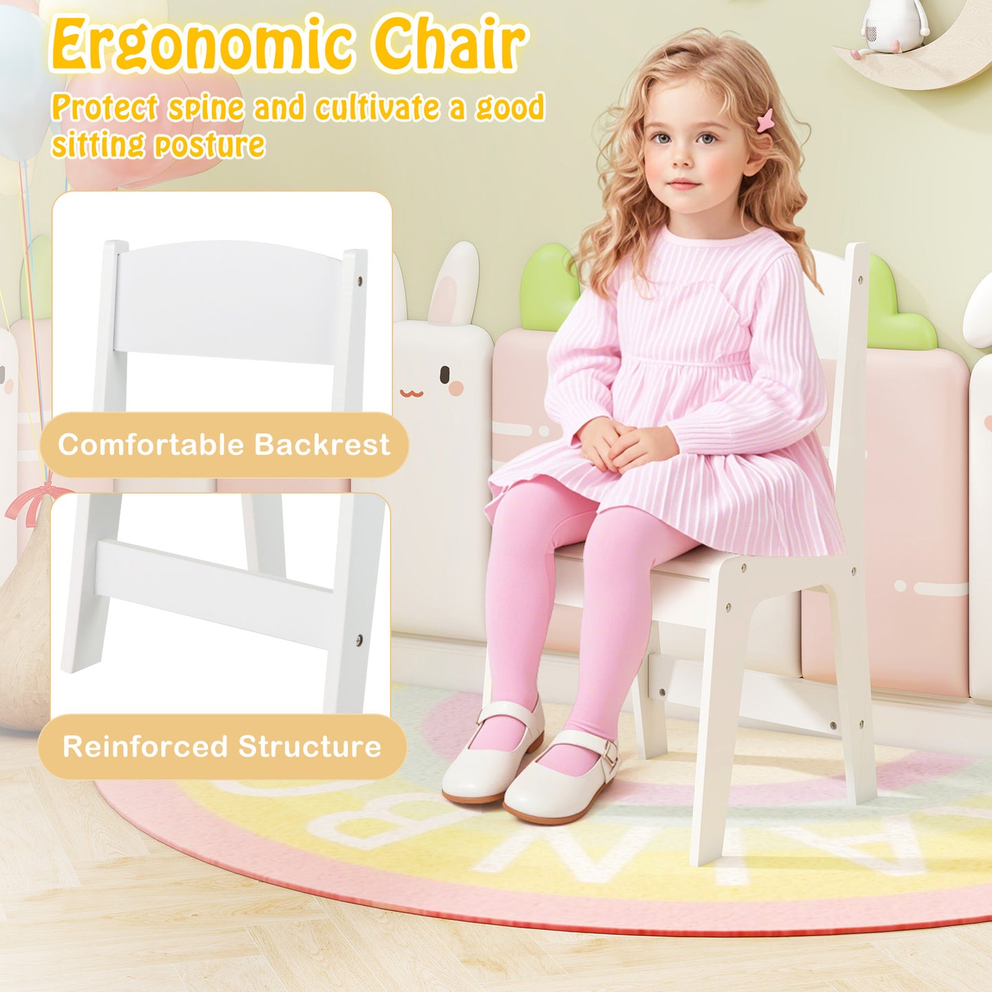 COSTWAY Kids Art Table And Chair Set With Paper Roll