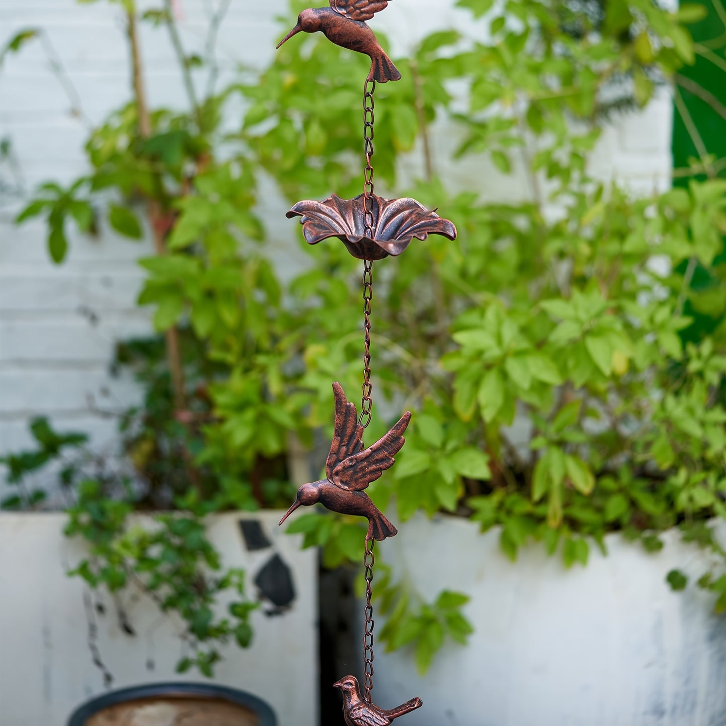 Metal Hummingbird Rain Chain for Durable Outdoor Garden Decor