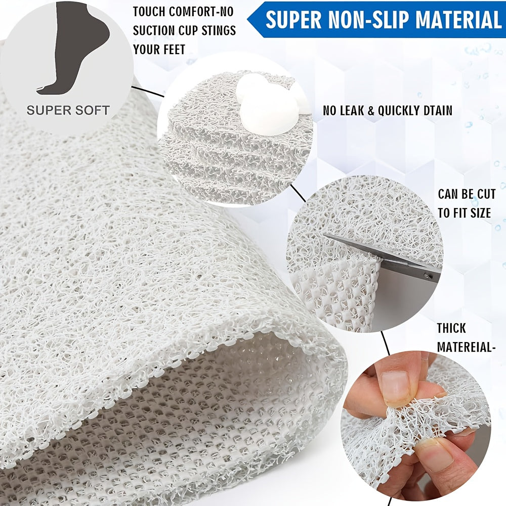 Floral Pattern Non Slip Mildew Resistant Shower Mat Quick Drying