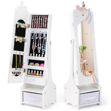 COSTWAY Kids Jewelry Armoire Cabinet With Full Length Mirror