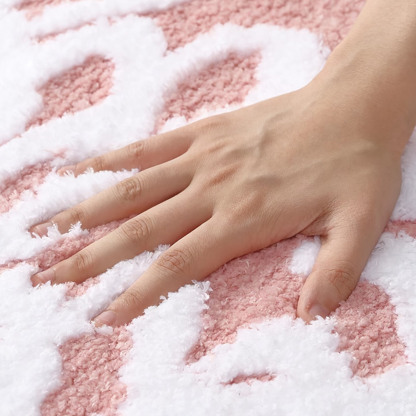 Cute Polyester Bath Rug With 1800 GSM Backing Oblong Mat