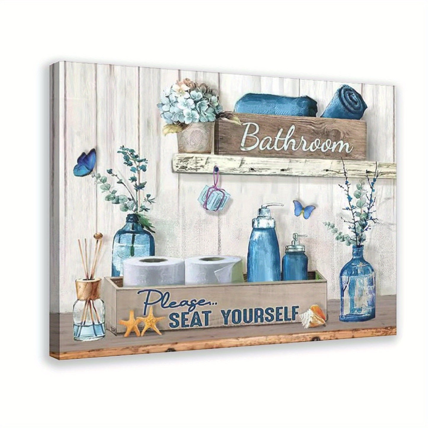 Rustic Wood Frame Canvas Art Please Seat Yourself Humorous Print