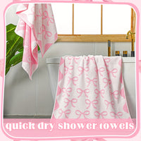 OUTUS Coquette Bow Bath Towels Set Of 2 100 Percent Cotton Absorbent