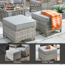 HOOOWOOO Outdoor 360-Degree Swivel Chairs Set With Ottomans And Table
