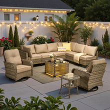 HOOOWOOO Outdoor Patio Furniture Set Wicker Sectional Sofa Swivel Chairs