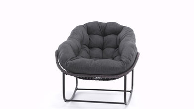HOMEFUN Papasan Rocking Chair Outdoor Royal Rattan Cushion Two Pack