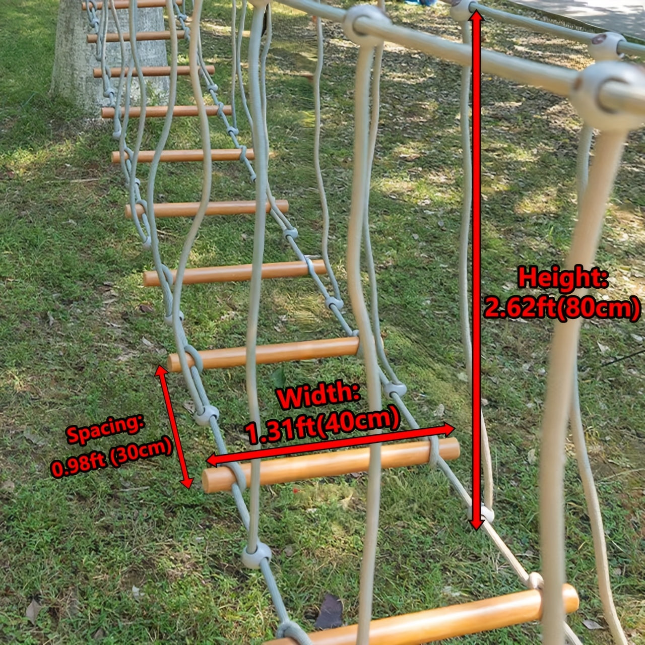 Solid Wood Outdoor Suspension Bridge For Backyard Playground Obstacle Course