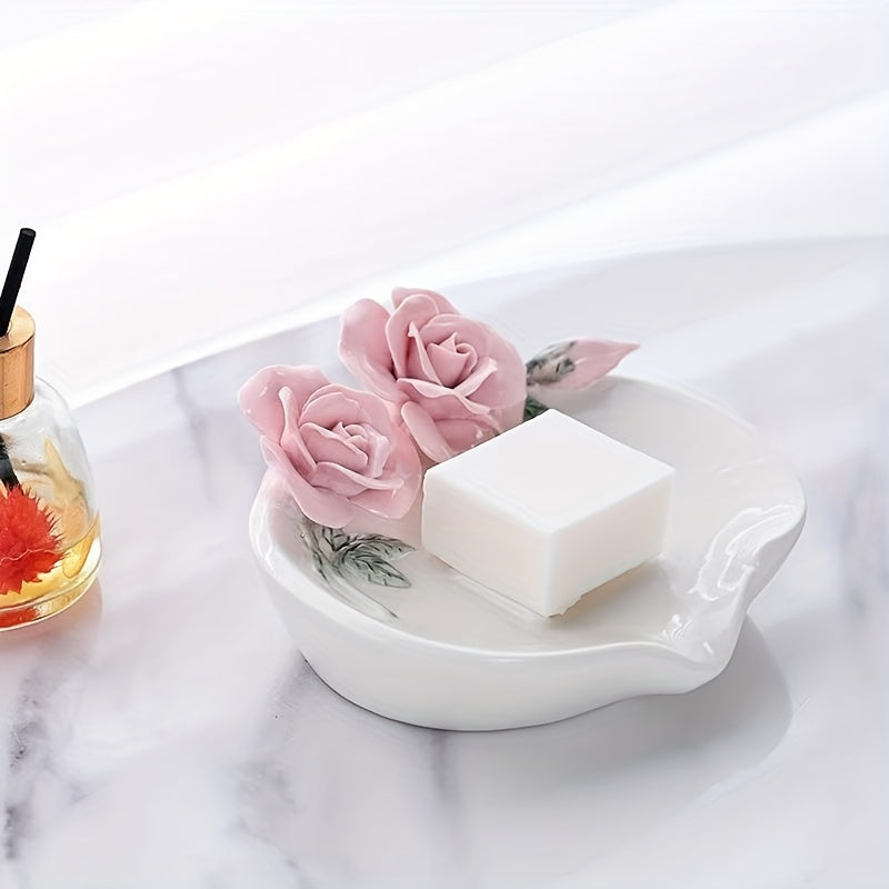 Ceramic Oval Soap Dish Hand Pinched Rose