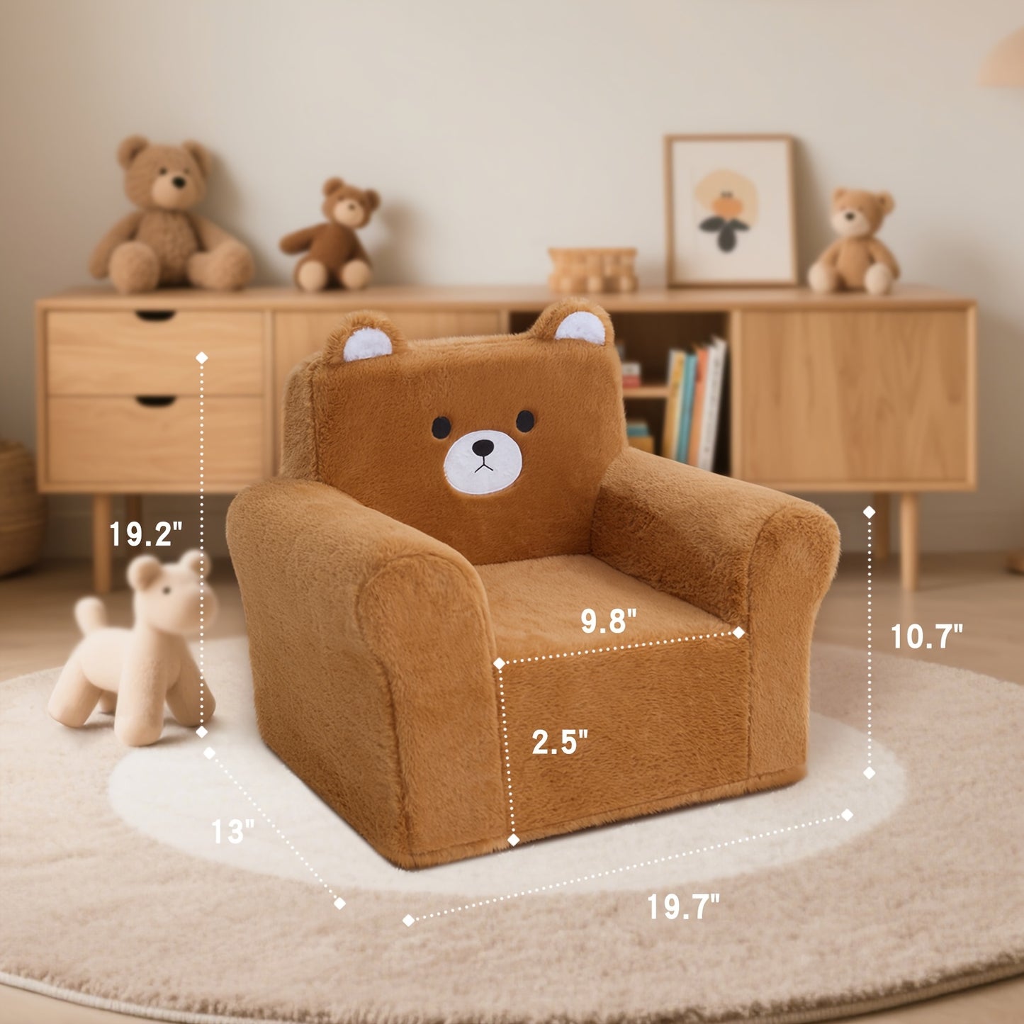 MOONBEEKI Memory Foam Kids Armchair Bear Shape With Manual Recline For Toddlers