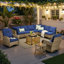 HOOOWOOO Outdoor Patio Furniture Set Wicker Sectional Sofa Swivel Chairs