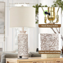 Modern Farmhouse Table Lamps Set Of 2 With USB Ports