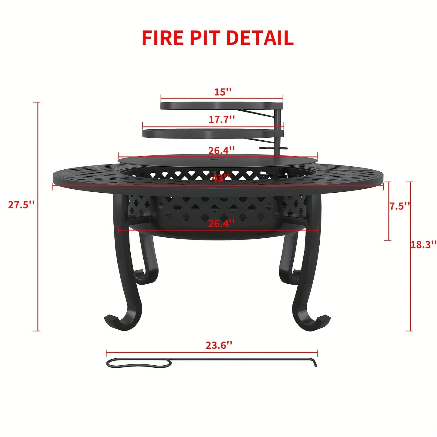 Fire Pit With Grill And Lid For Outdoor Wood Burning