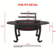 Fire Pit With Grill And Lid For Outdoor Wood Burning