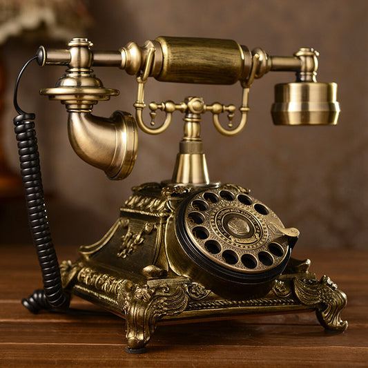Classic Rotary Desktop Telephone With Ringtone For Home Decor