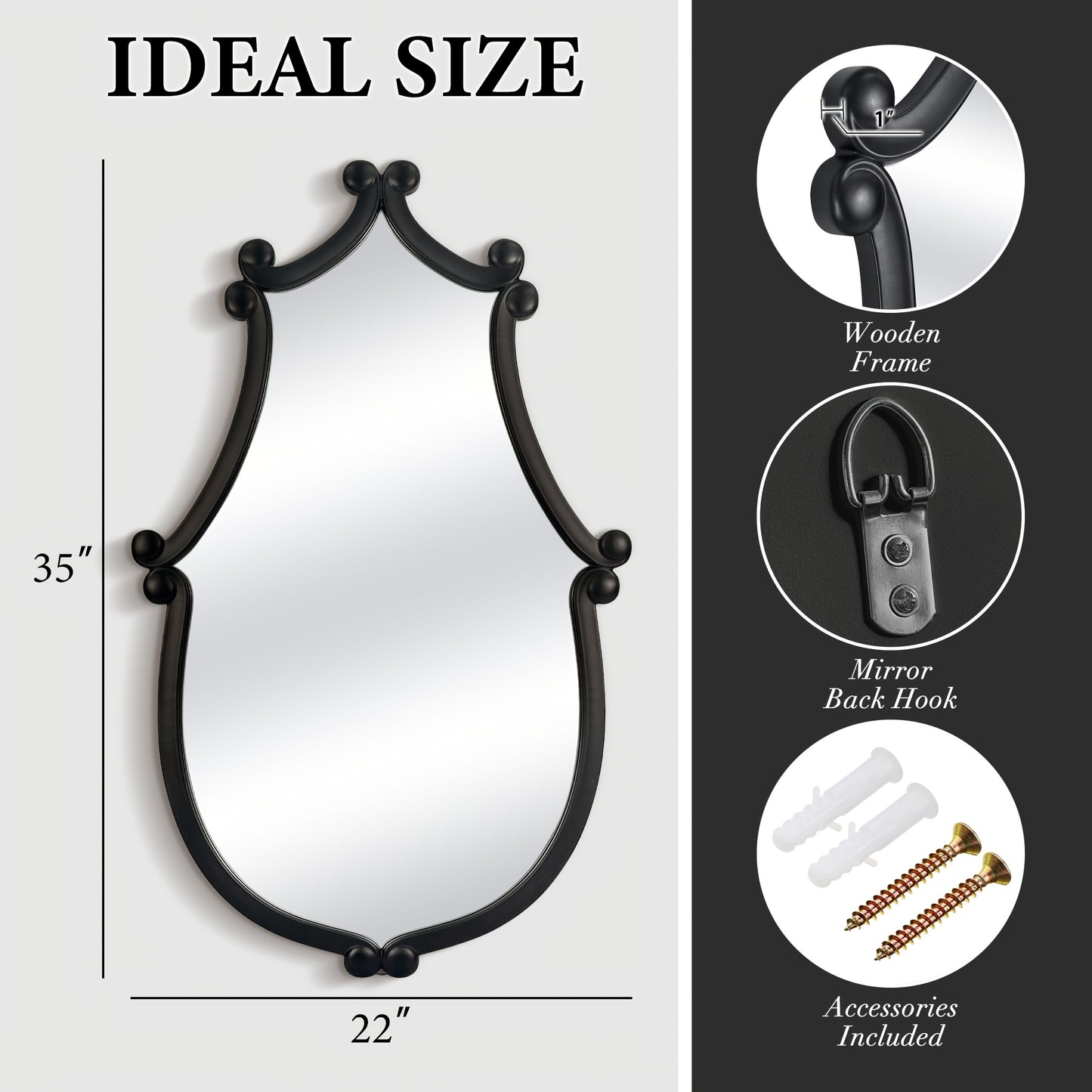 Farmhouse Vanity Mirror Rustic Wall Mount for Living Room Bathroom