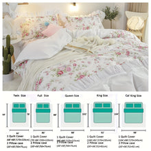 Floral Duvet Cover Set 3Piece Reversible Bulgarian Rose Bedding