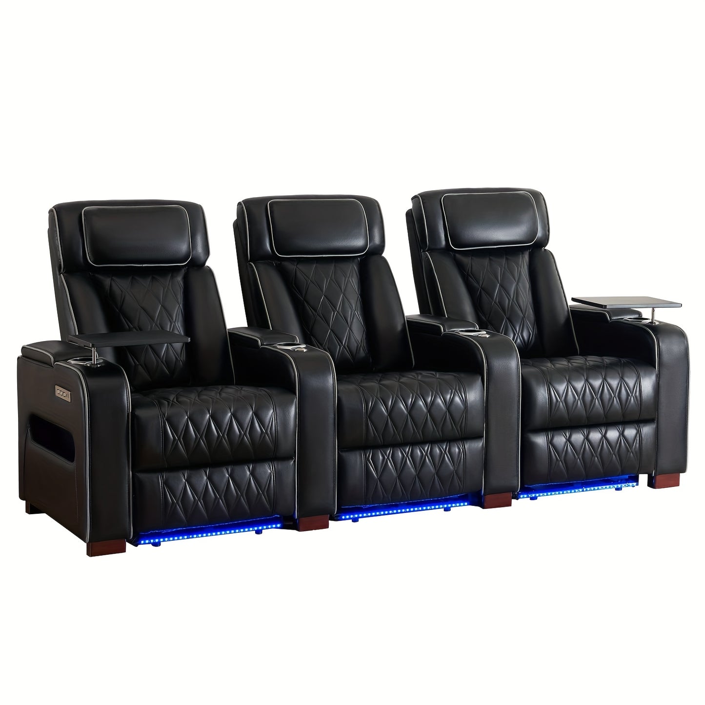Consofa Home Theater Seating Power Recline Leather Memory Foam Sofa