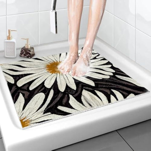 Daisy Pattern Shower Mat Anti Slip PVC Bath Rug Indoor