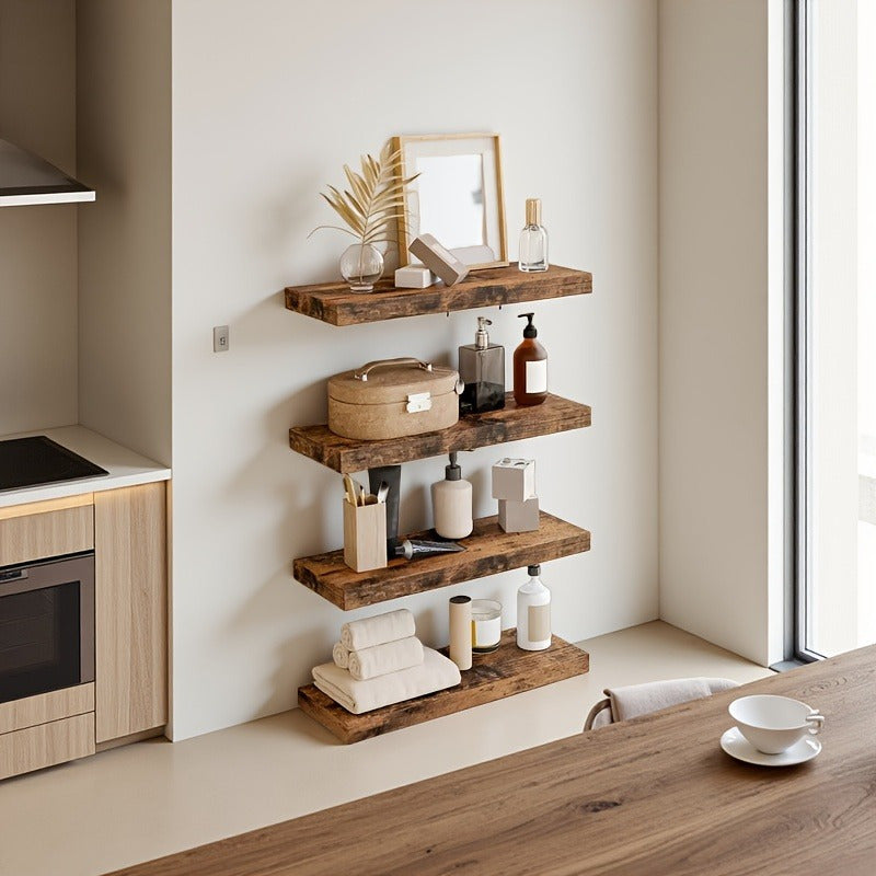 LDQ Rustic Floating Shelves With Hidden Brackets For Wall Decor