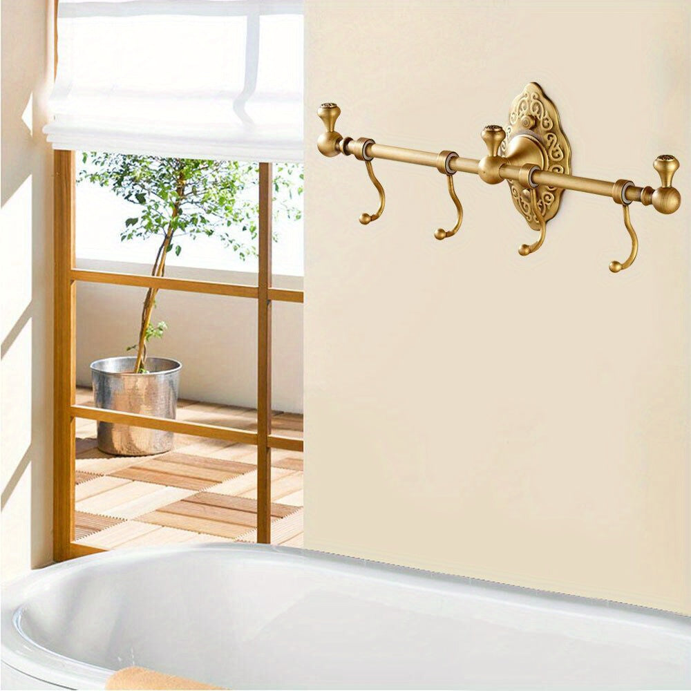 GDRASUYA Brass Wall Mounted Towel Bar Rack With Shelf Hooks