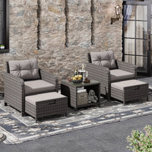 BIFANUO Balcony Furniture FivePiece Patio Conversation Set With Glass Table