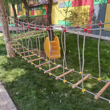 Solid Wood Outdoor Suspension Bridge For Backyard Playground Obstacle Course