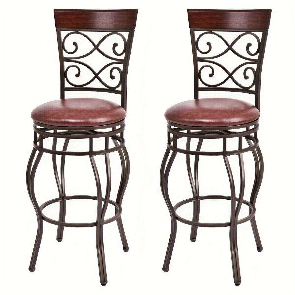 Costway Vintage Swivel Bar Stools Set With Padding