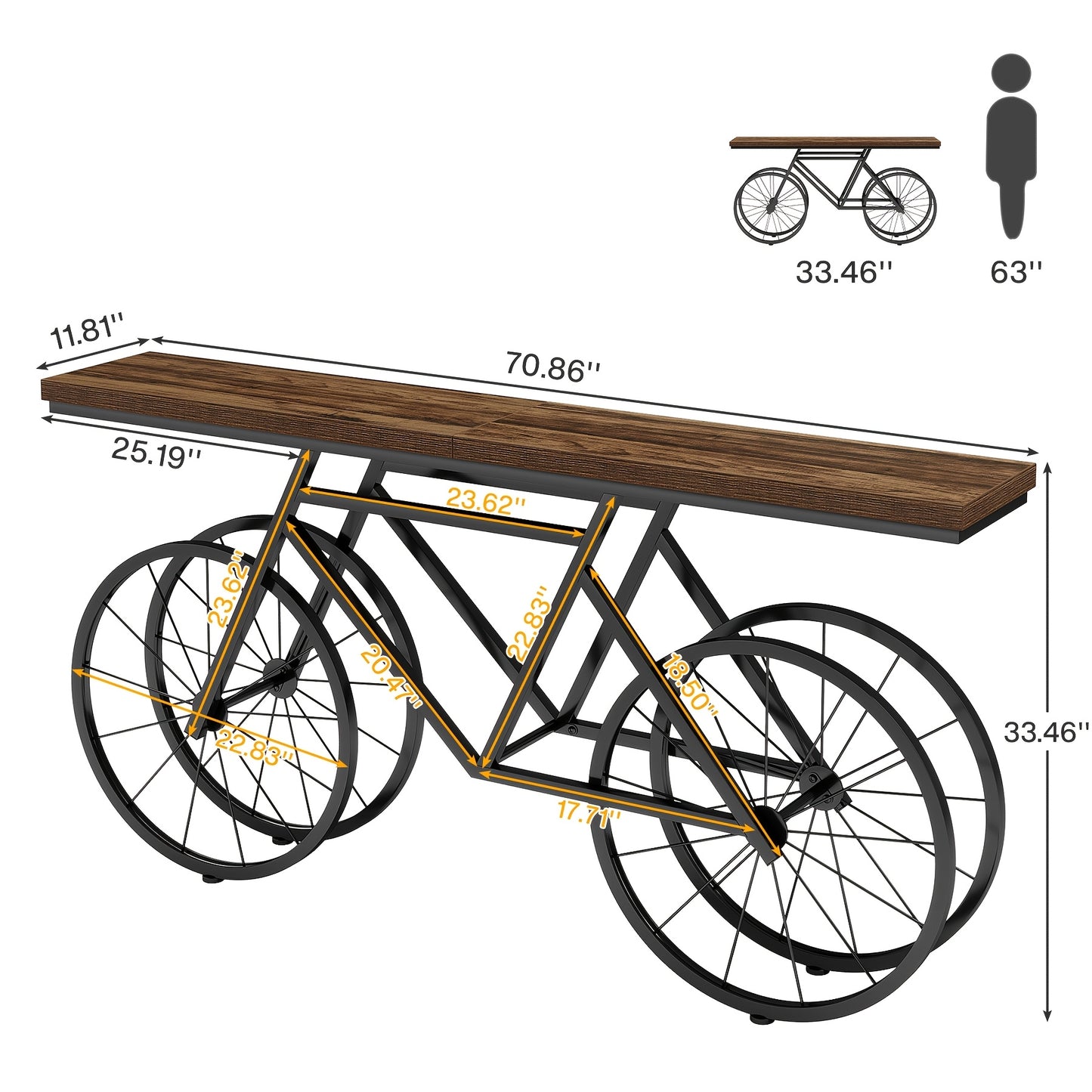 TribeSigns Contemporary Console Table With Engineered Wood And Metal