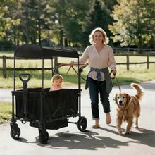 Foldable Luxury Stroller Wagon With Adjustable Canopy For Two Kids