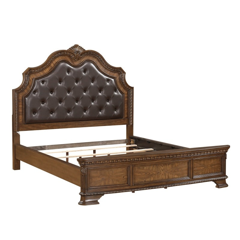 Elegant Upholstered Headboard With Intricate Carvings No Assembly Required