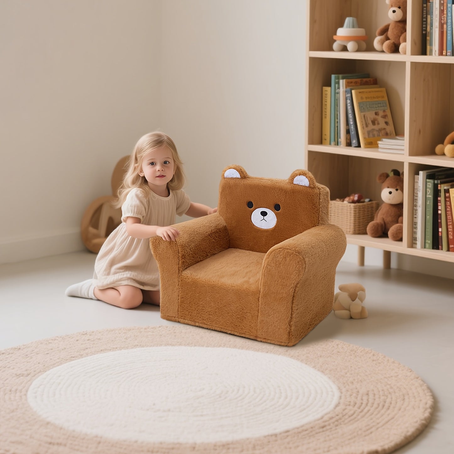 MOONBEEKI Memory Foam Kids Armchair Bear Shape With Manual Recline For Toddlers