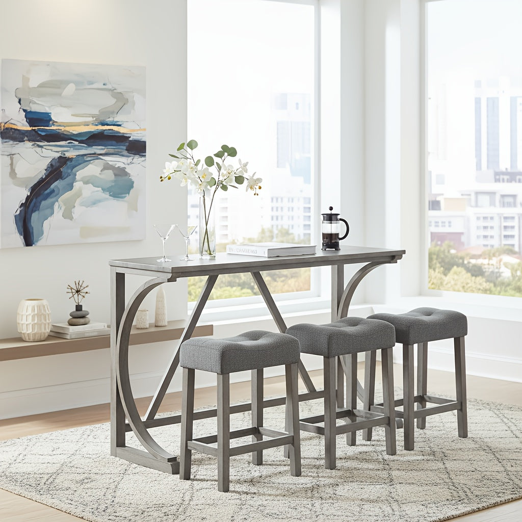 MIKIBAMA 4-Piece Industrial Style Bar Table and Chair Set