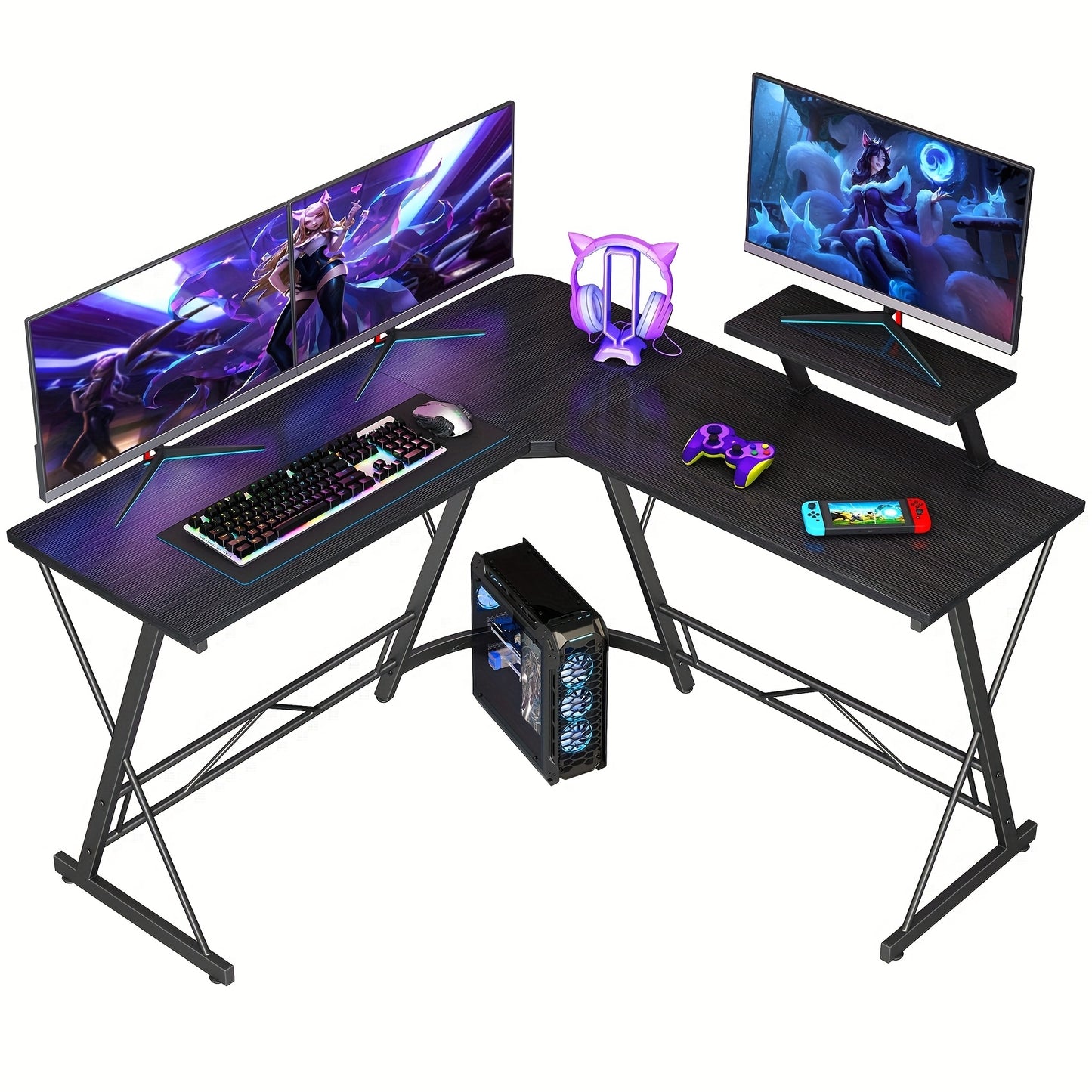 MUSEN L Shaped Gaming Desk With Monitor Stand