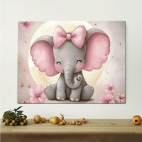 Baby Elephant With Big Ears Wooden Framed Canvas Wall Art